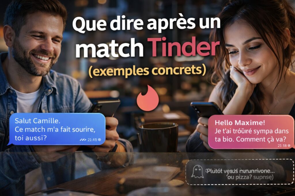 Que dire après un match Tinder (exemples concrets)